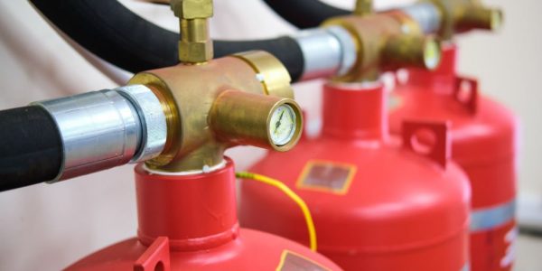 Red fire safety cylinders for gas fire extinguishing